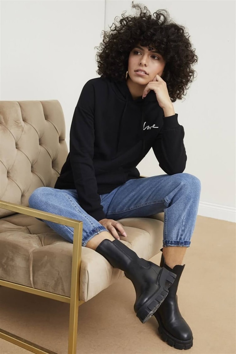 Siyah Cepli Ve Kapüşonlu SweatshirtST060W7205105