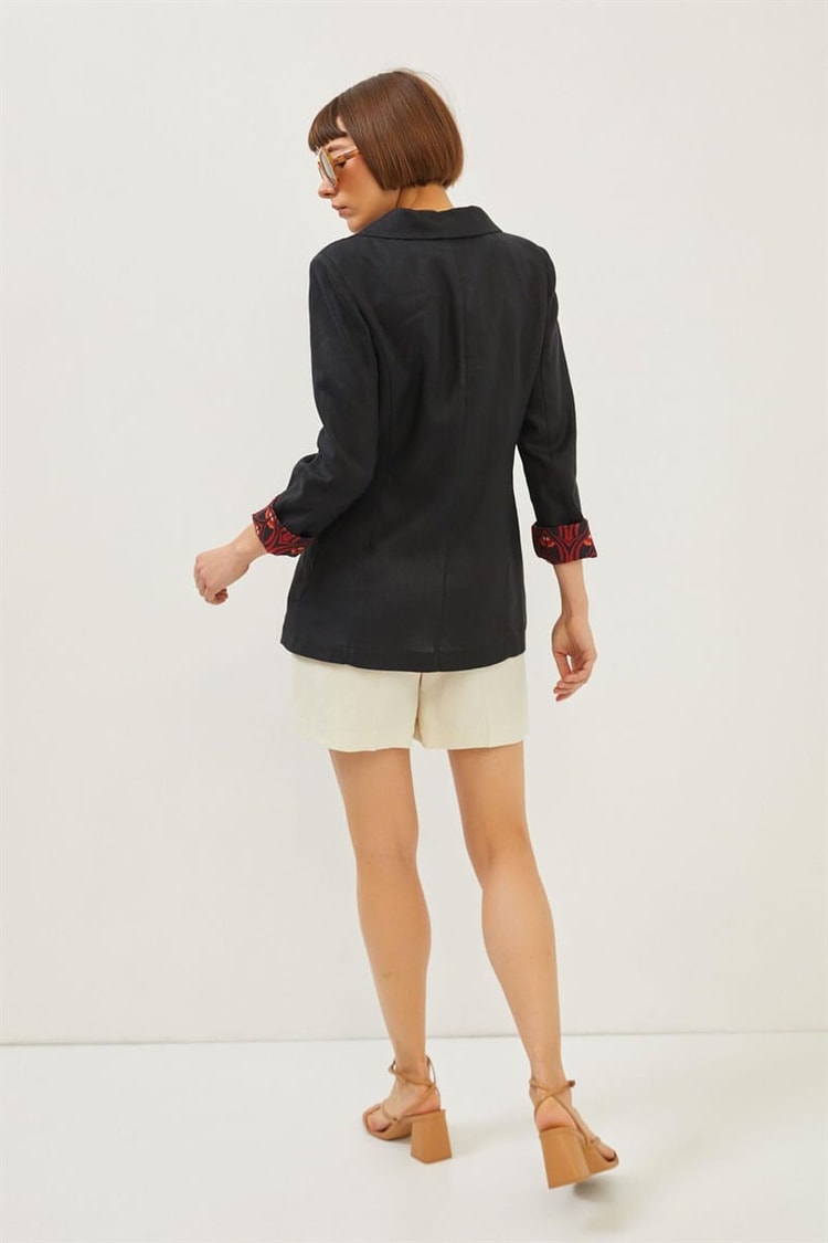 Siyah Çift Düğmeli Kruvaze Yaka Blazer CeketST070S90420001