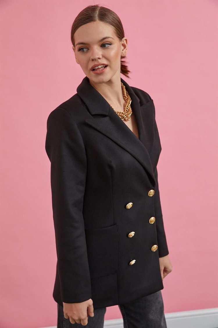 Siyah Düğmeli Blazer CeketST060W90334001