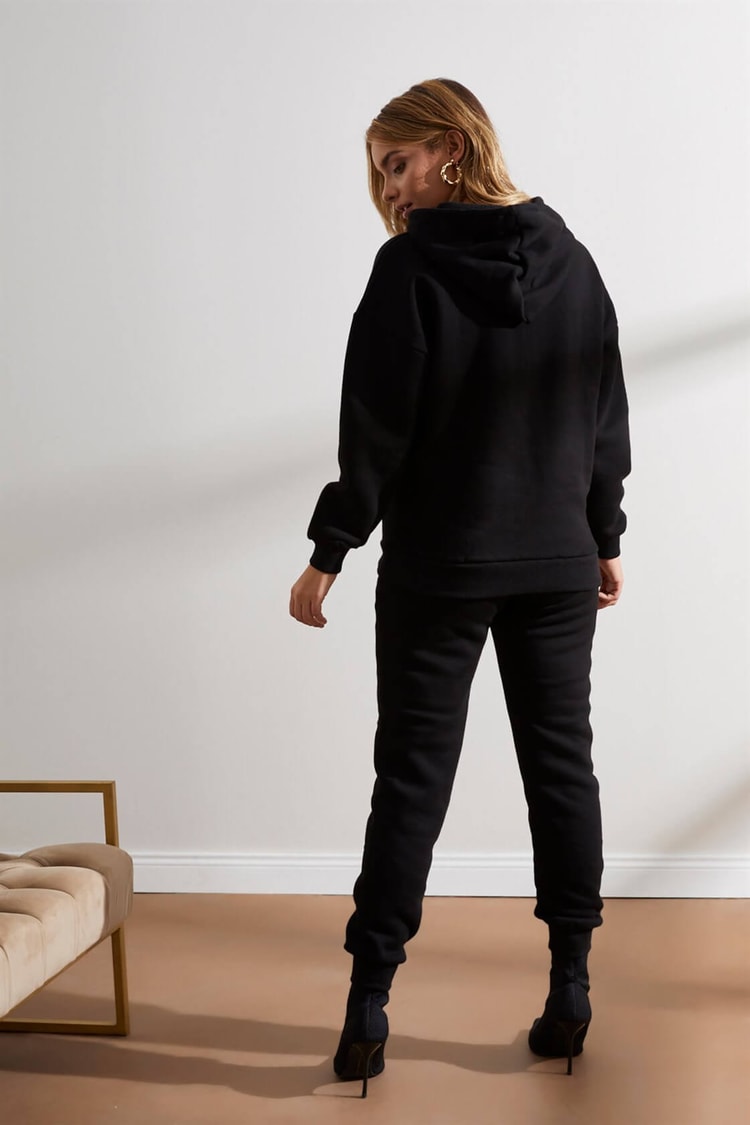 Siyah Fermuarlı Sweatshirt Jogger TakımST050W6006101