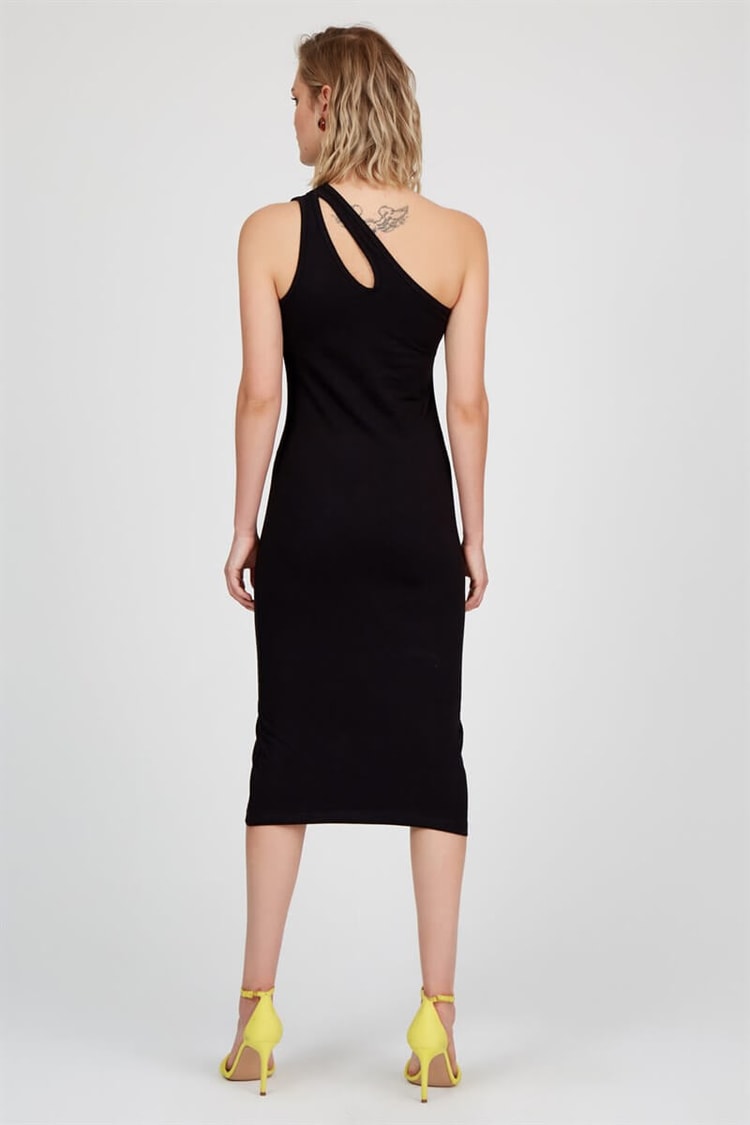 Siyah İp Askılı Mini ElbiseST040S404951