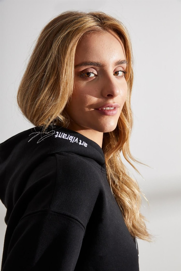 Siyah Kapüşonlu Uzun Kollu SweatshirtST060W7209301