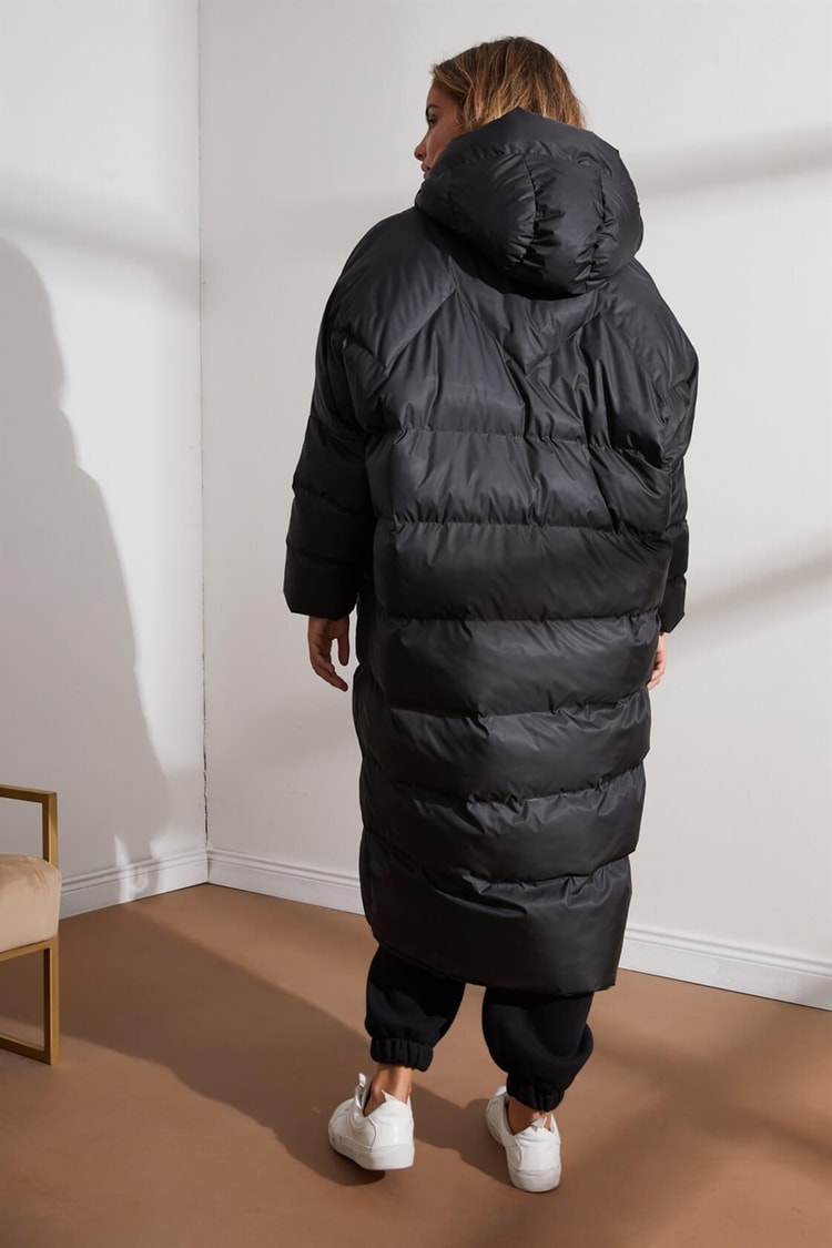 Siyah Kapüşonlu Uzun Puffer MontST050W6411401