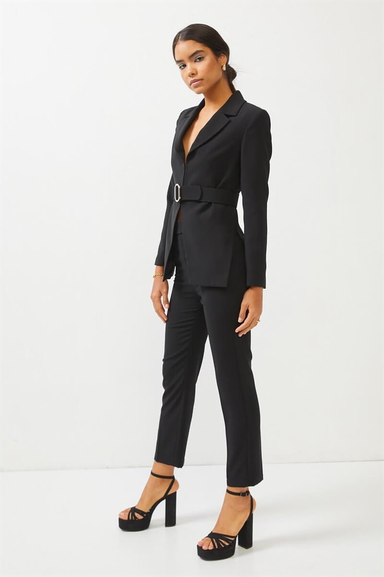 Siyah Kemerli Blazer Ceket Pantolon TakımST060S90317002