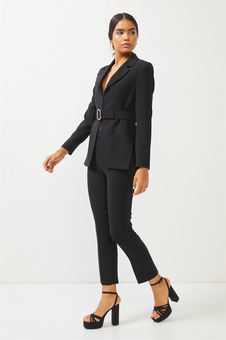 Siyah Kemerli Blazer Ceket Pantolon TakımST060S90317002