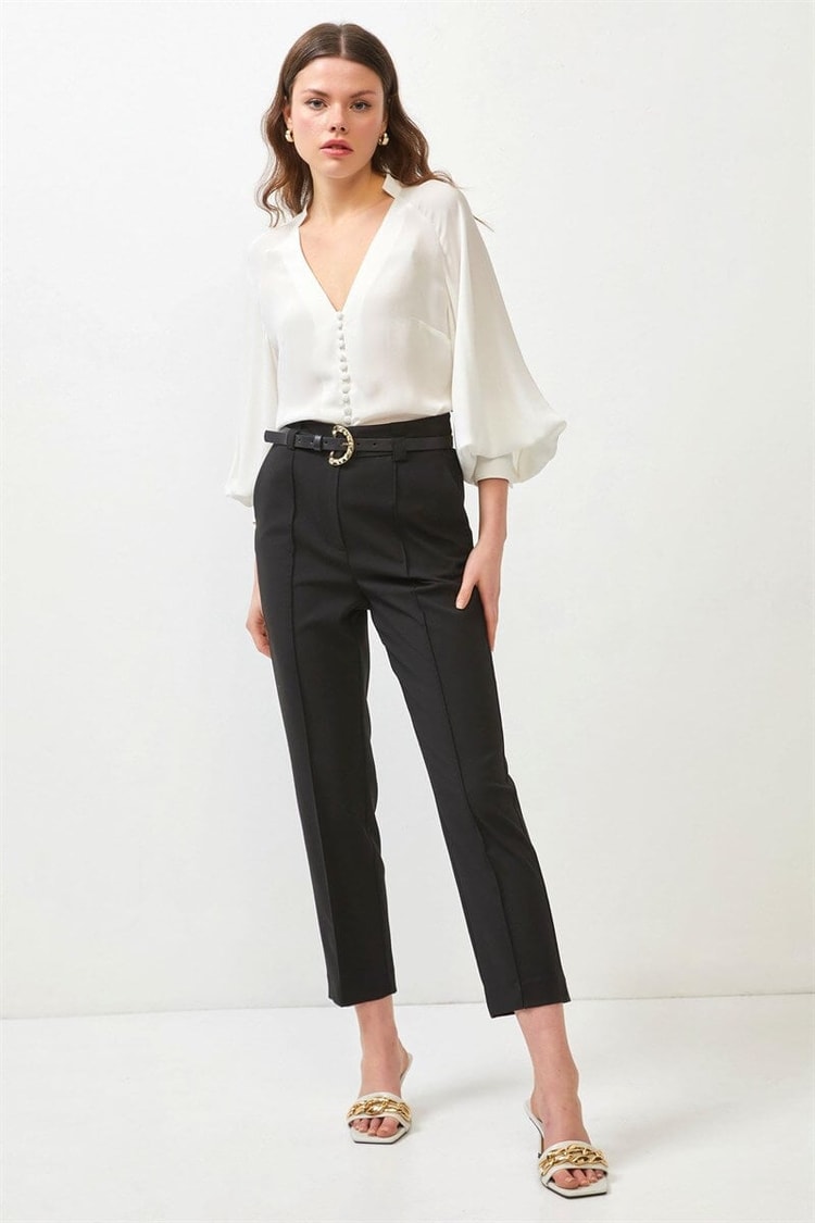 Siyah Kemerli Kalem PantolonST060S20632001