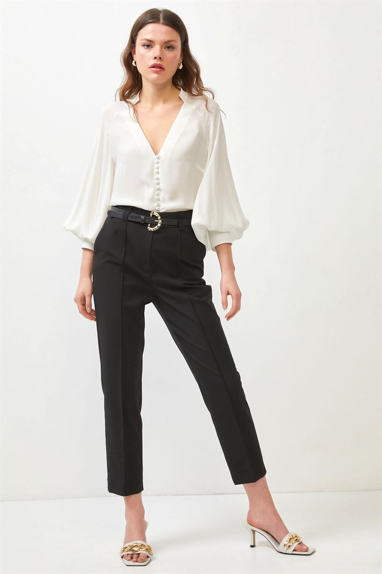 Siyah Kemerli Kalem PantolonST060S20632001
