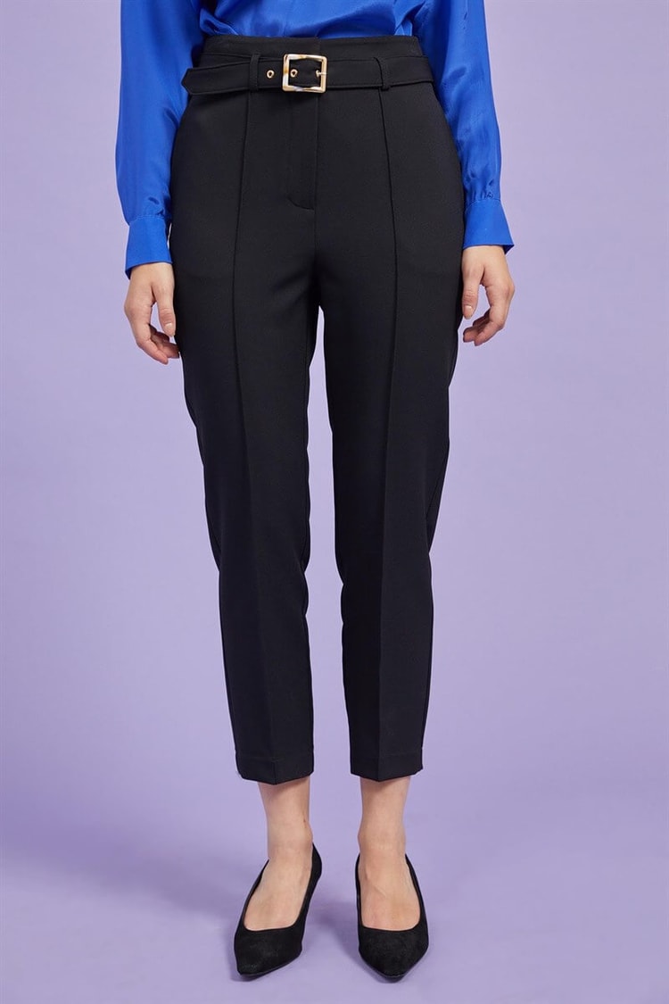 Siyah Kemerli Kumaş PantolonST060S20539001
