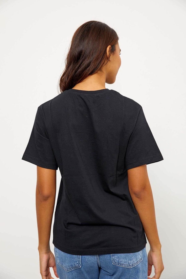 Siyah Kısa Kol Baskılı T-ShirtST060S71243003