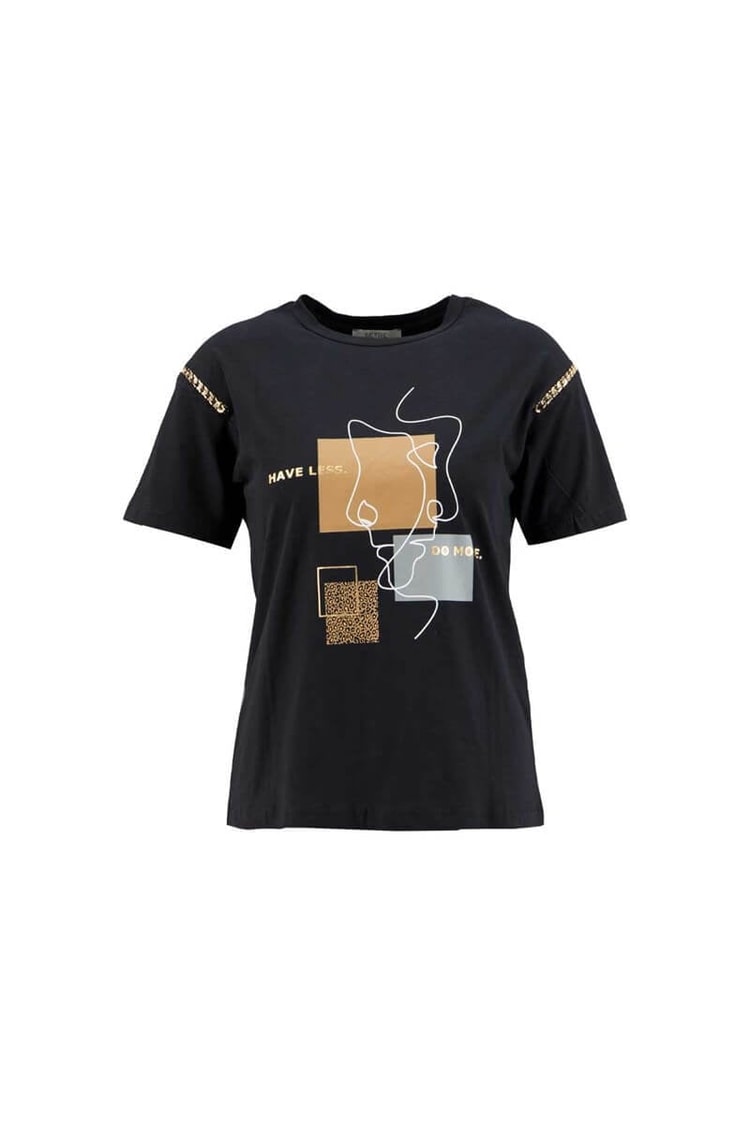 Siyah Kısa Kol Baskılı T-ShirtST060S71228001