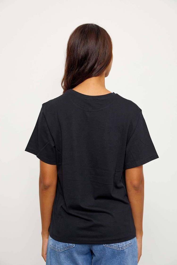 Siyah Kısa Kol Baskılı T-ShirtST060S71243006