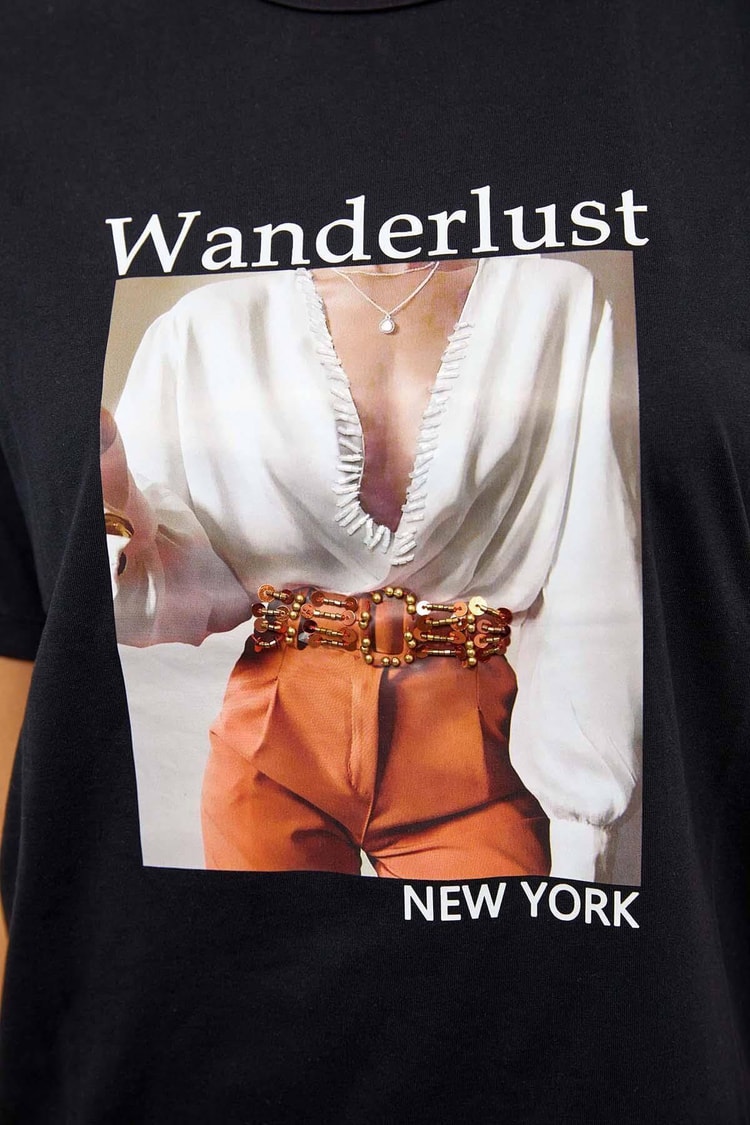 Siyah Kısa Kol Baskılı T-ShirtST060S71243003