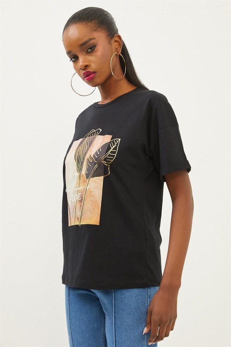 Siyah Kısa Kollu T-ShirtST070S71281001