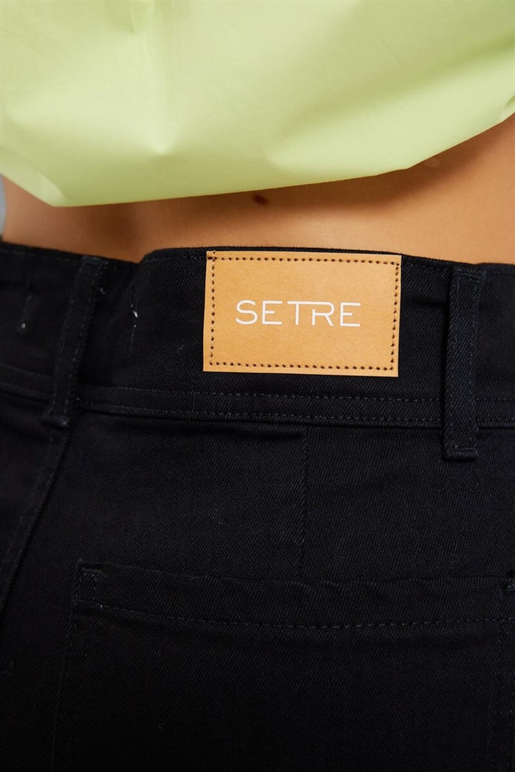 Siyah Klasik Kesim Bol Paça Jean PantolonST070W31835002
