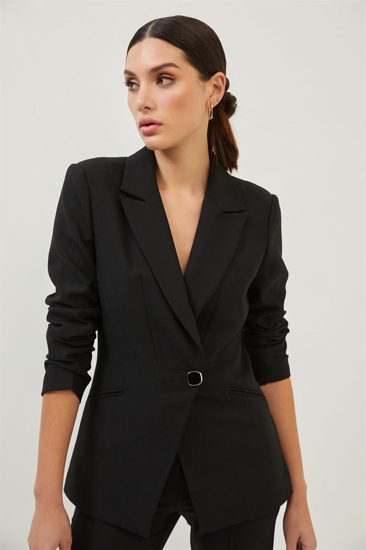Siyah Kruvaze Blazer Ceket Pantolon TakımST060S90370002