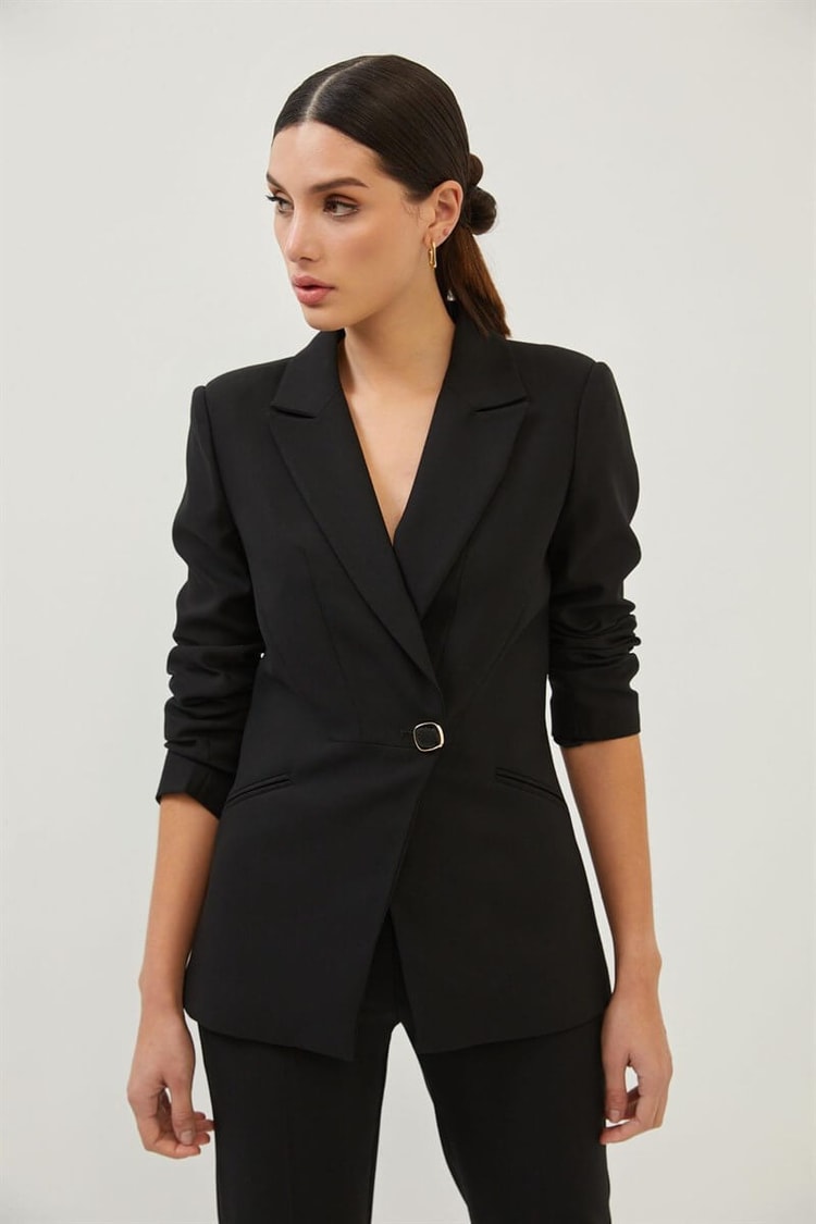 Siyah Kruvaze Blazer Ceket Pantolon TakımST060S90370002
