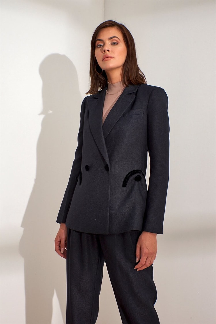 Siyah Kruvaze Kesim Blazer CeketST060W9021001