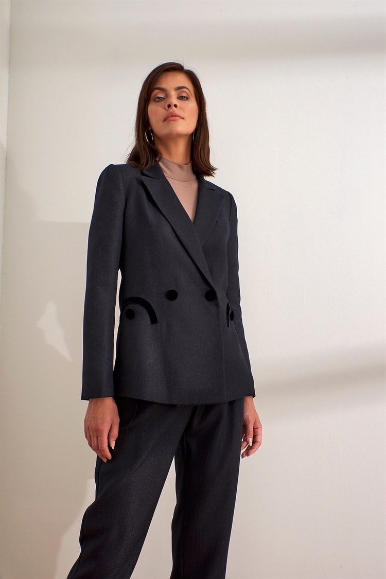 Siyah Kruvaze Kesim Blazer CeketST060W9021001