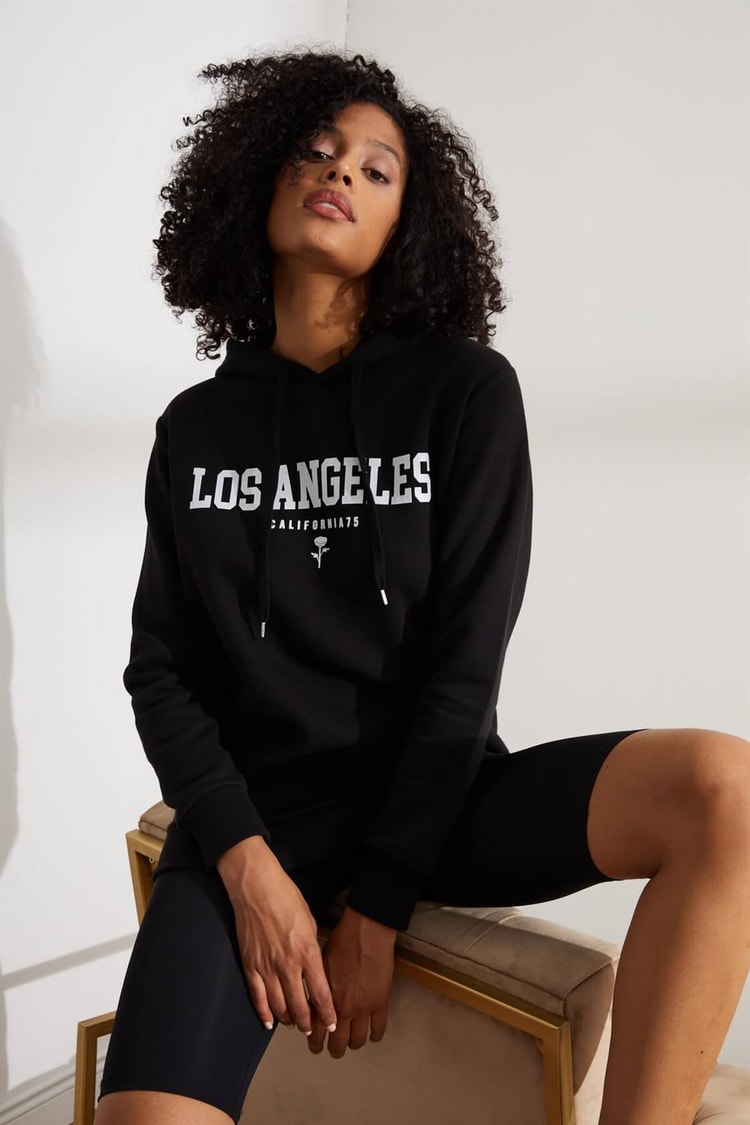Siyah Los Angeles Kapüşonlu SweatshirtST060W7208201