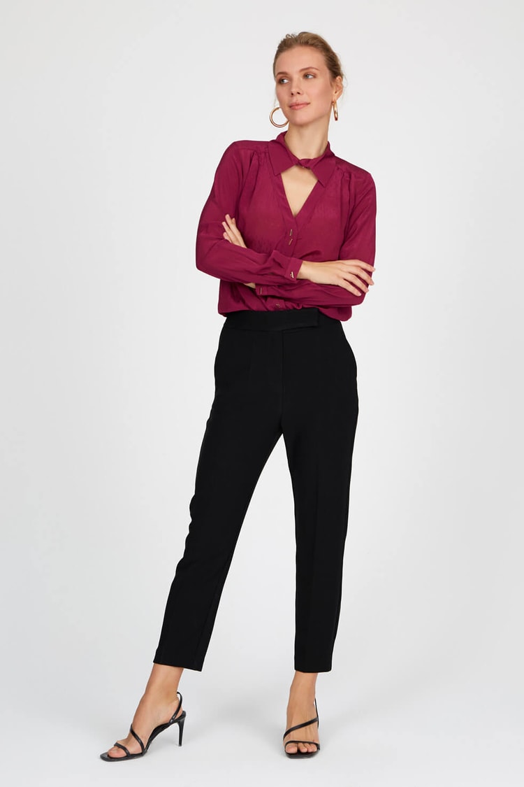 Siyah Normal Bel Dar Paça PantolonST050W2026104
