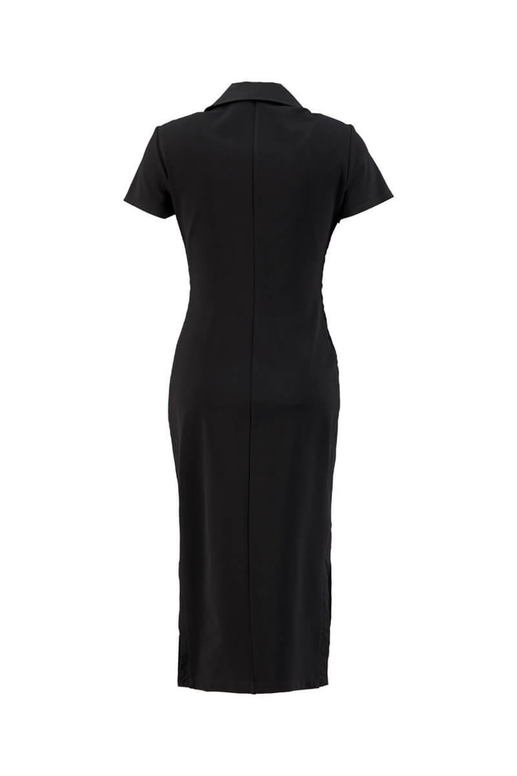 Siyah Rayon Fermuar Detaylı Bedene Oturan ElbiseST050S40106901