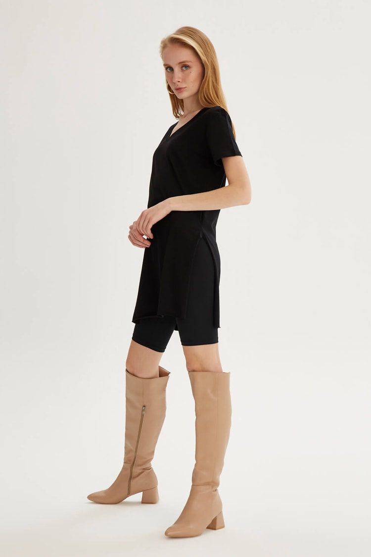 Siyah Sıfır Yaka Kısa Kol T-ShirtST040S7106913