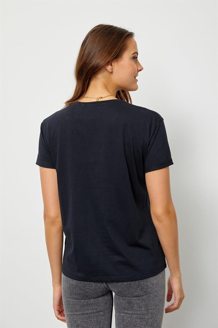 Siyah Slogan Baskılı T-ShirtST060S71190008