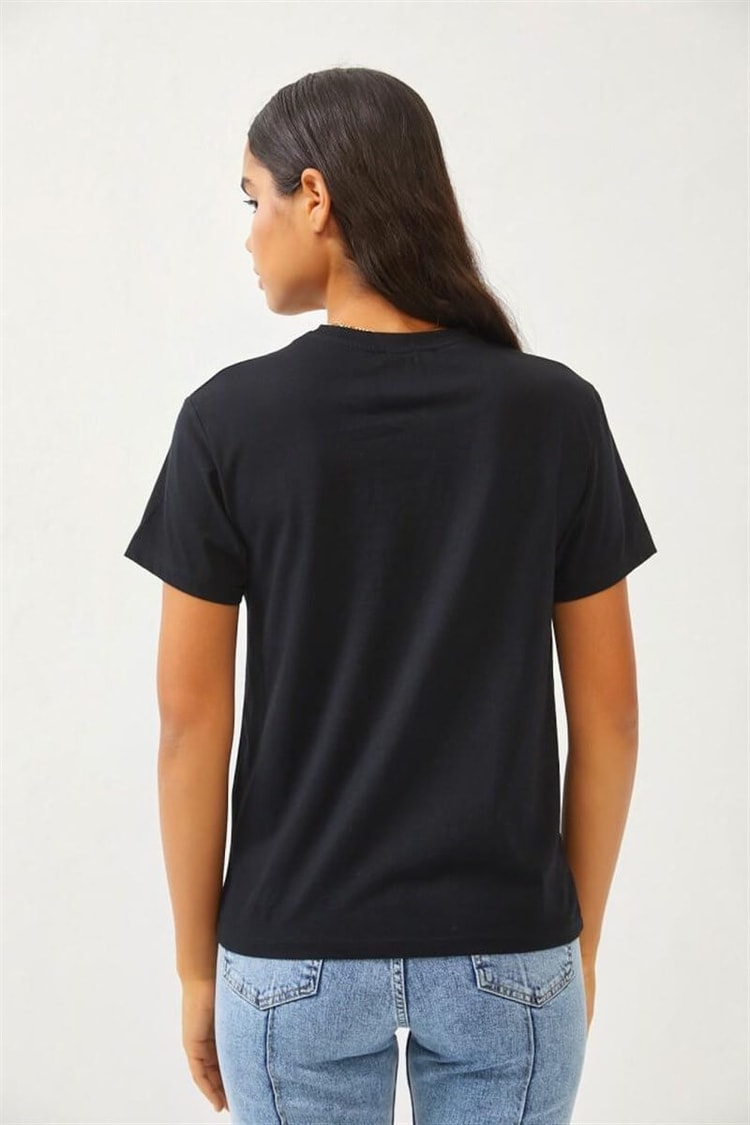 Siyah Slogan Baskılı T-ShirtST060S71278001