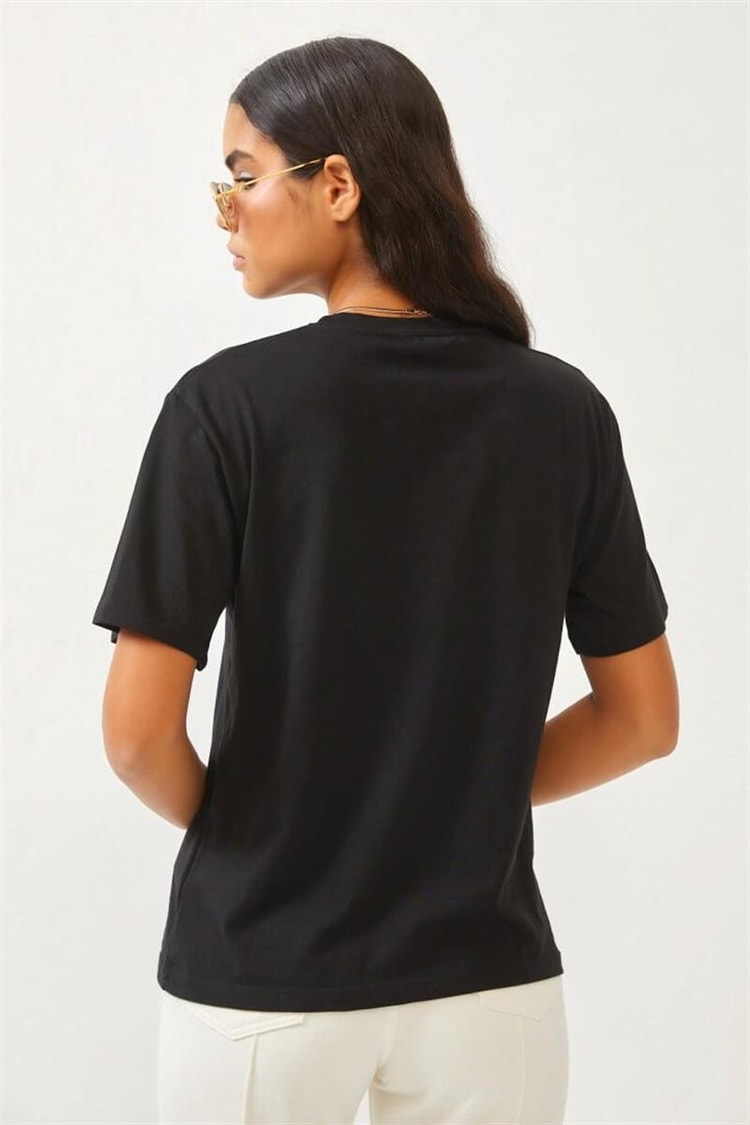 Siyah Slogan Baskılı T-ShirtST060S71276001