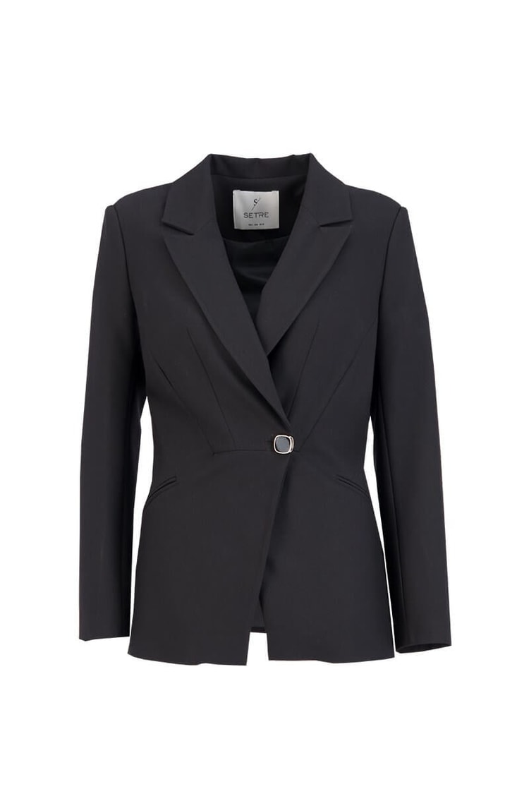 Siyah Tek Düğme Kruvaze Blazer CeketST060S90370001