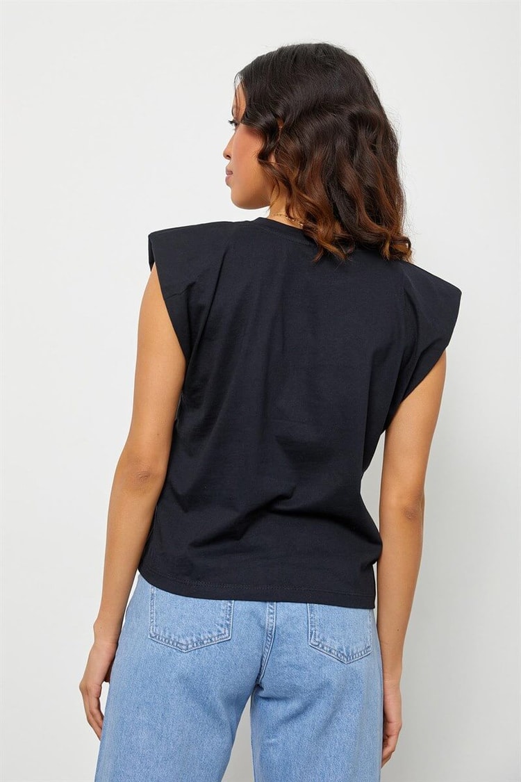 Siyah Vatkalı Pamuk T-ShirtST060S71190017