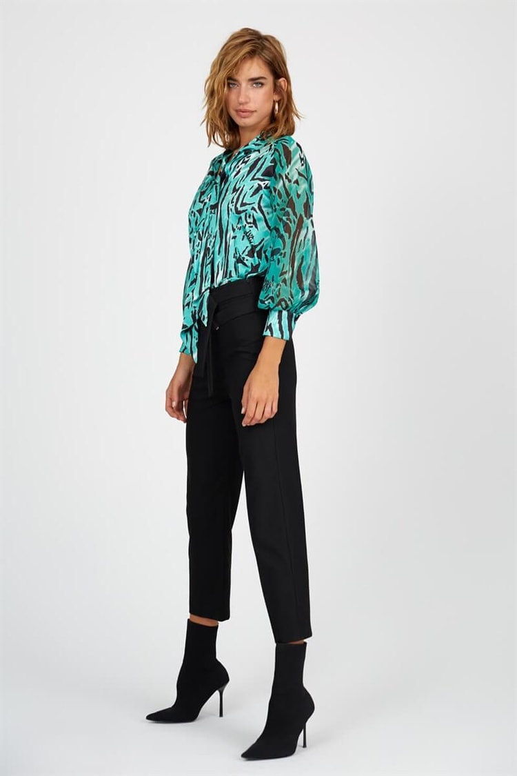 Siyah Yüksek Bel Geniş Paça PantolonST040W201071