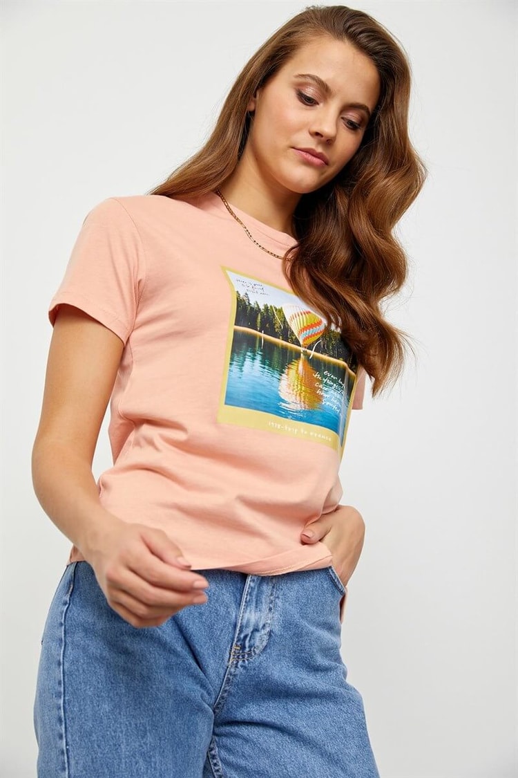 Somon Baskılı Kısa Kol T-ShirtST060S71190004