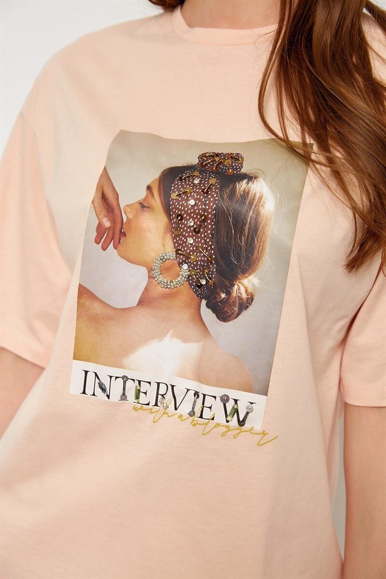 Somon Baskılı Kısa Kol T-ShirtST060S71190022
