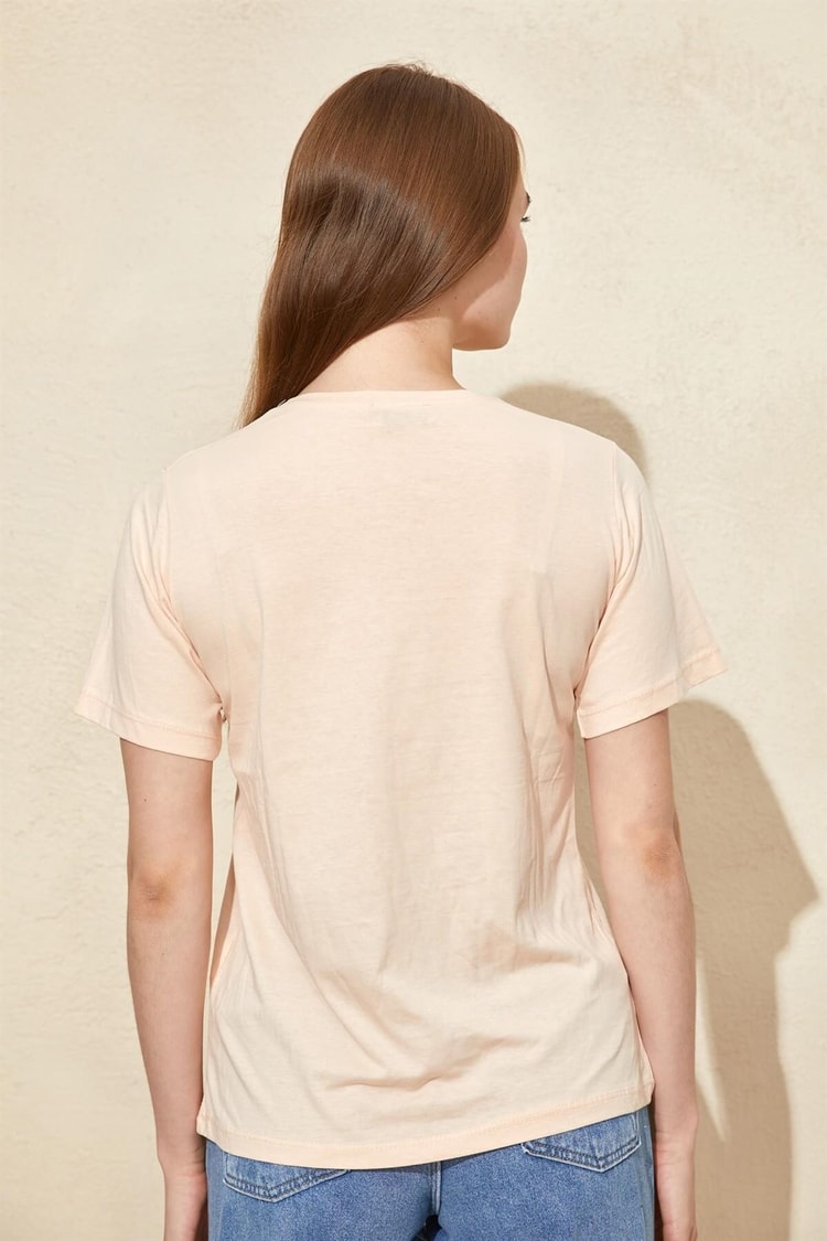 Somon Bisiklet Yaka Baskılı Pamuk T-ShirtST060S71160003