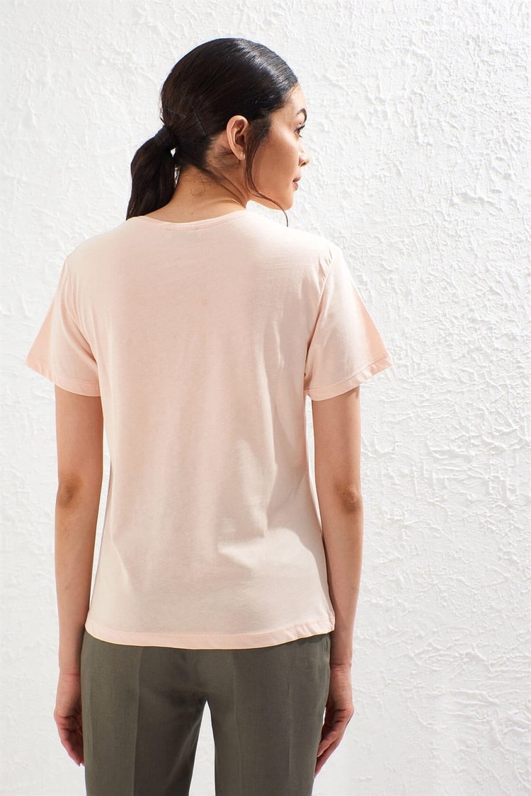 Somon Bisiklet Yaka Kısa Kol Baskılı Pamuk T-ShirtST050S7115001