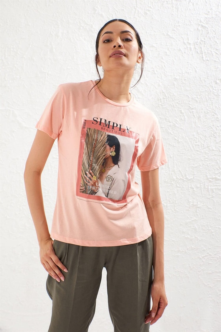 Somon Bisiklet Yaka Kısa Kol Pamuk T-ShirtST050S7111001