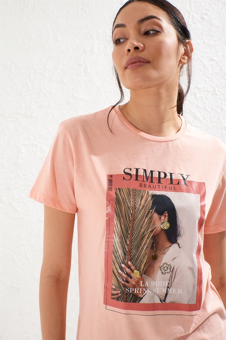 Somon Bisiklet Yaka Kısa Kol Pamuk T-ShirtST050S7111001