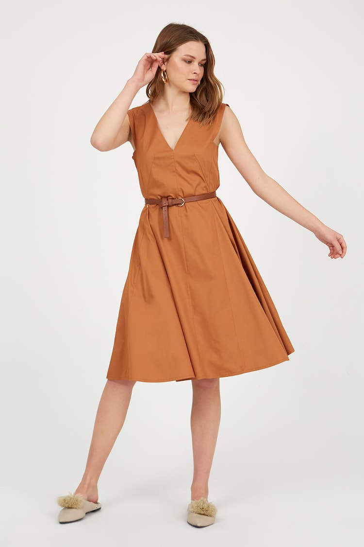 Taba Kolsuz Mini ElbiseST040S401241