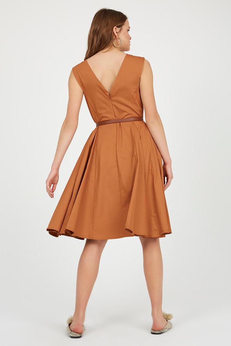 Taba Kolsuz Mini ElbiseST040S401241