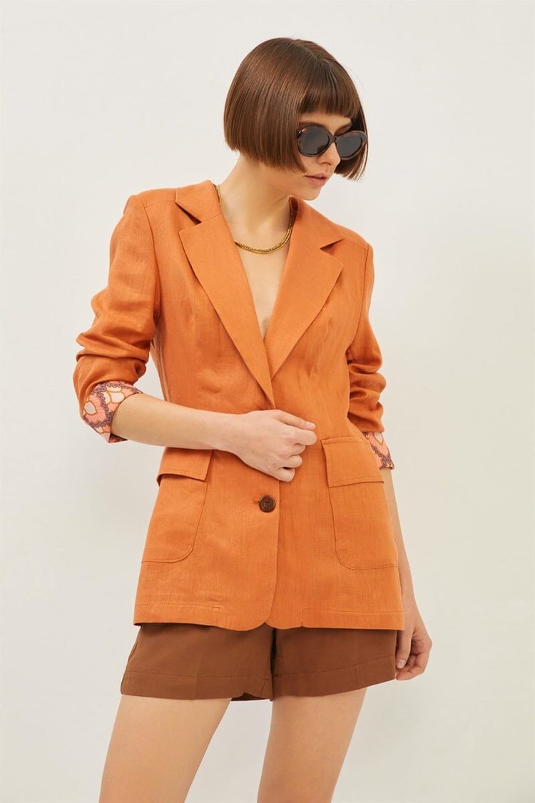 Tarçın Çift Düğmeli Kruvaze Yaka Blazer CeketST070S90420001