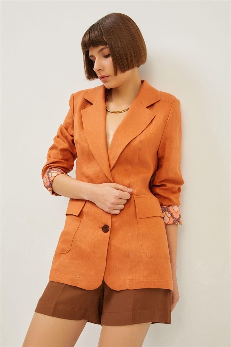 Tarçın Çift Düğmeli Kruvaze Yaka Blazer CeketST070S90420001