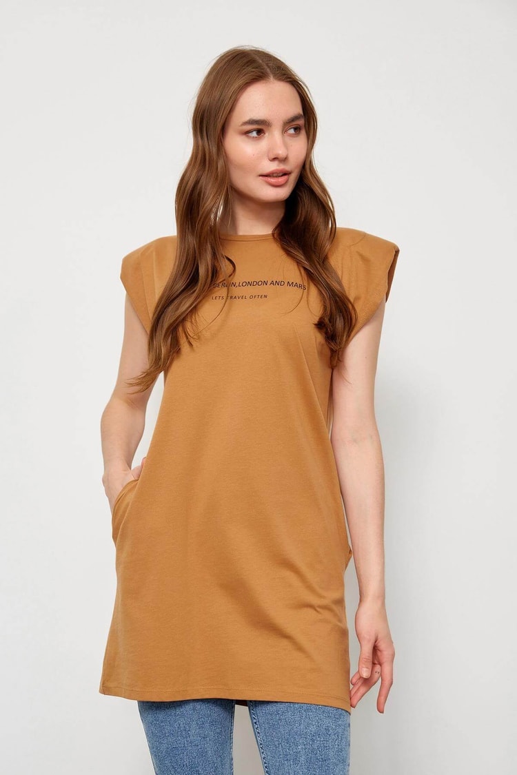 Tarçın Vatkalı Kolsuz T-ShirtST060S71228002