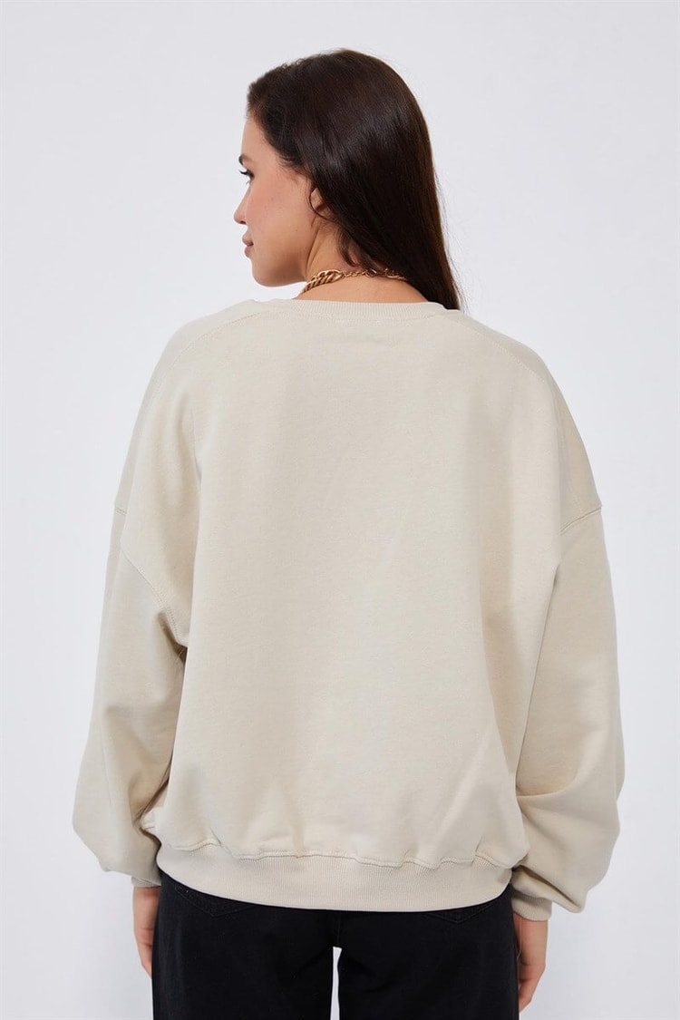 Taş Bisiklet Yaka Oversize S-ShirtST040W72011004