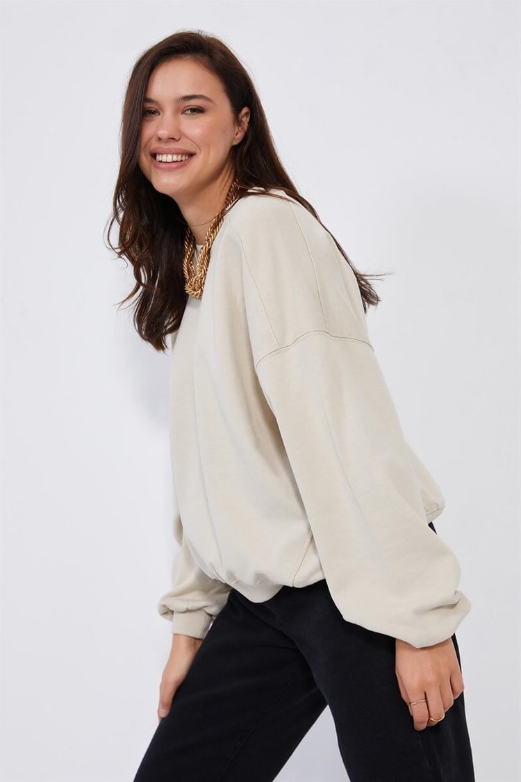 Taş Bisiklet Yaka Oversize S-ShirtST040W72011004