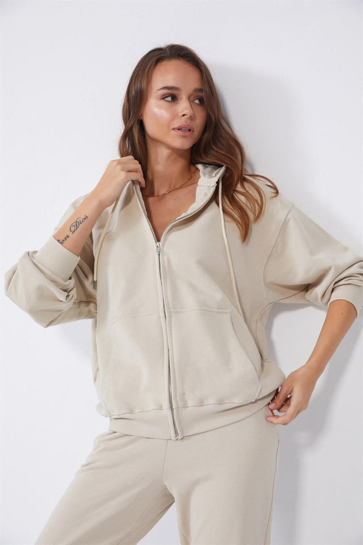 Taş Fermuarlı Sweatshirt Eşofman TakımıST060W82163001