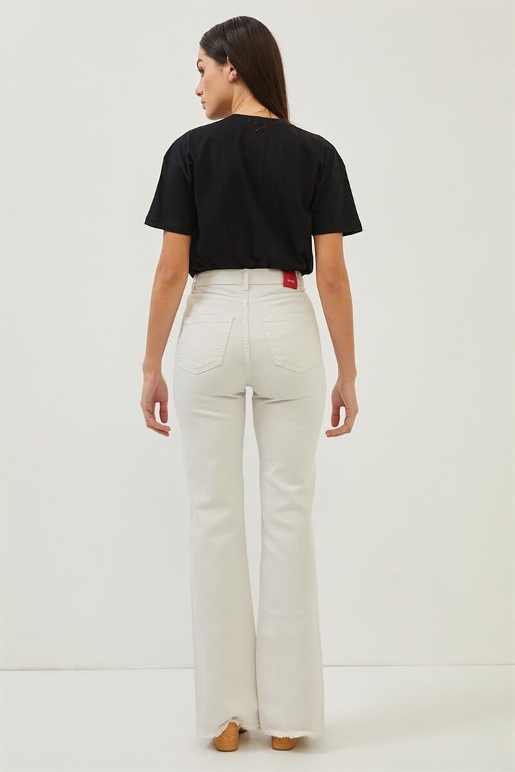 Taş Paçaları Yırtmaç Detaylı Yüksek Bel Wide Leg JeanST070S31744002