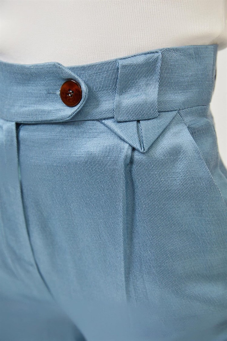 Tozlu Mavi Keten Rayon Parlak Kumaş PantolonST060S2038101