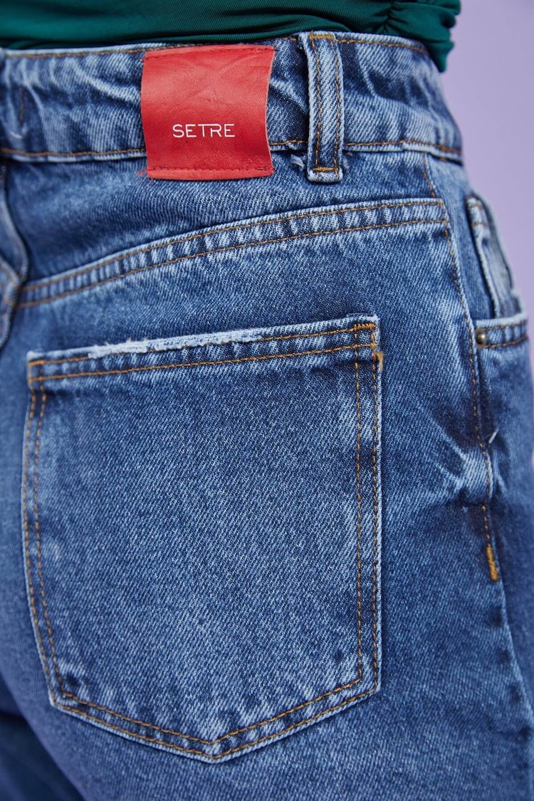 Tozlu Mavi Yüksek Bel Mom JeanST060W20569001