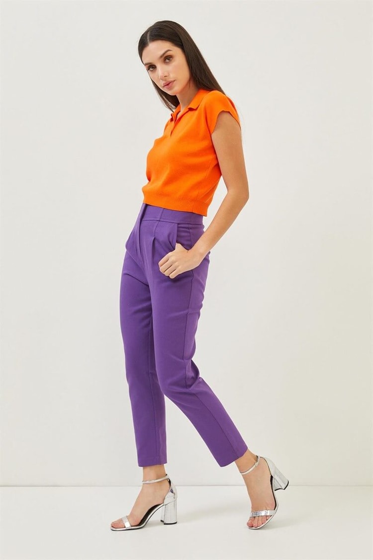 Turuncu Polo Yaka Kısa Kollu Triko BluzST070S94184002